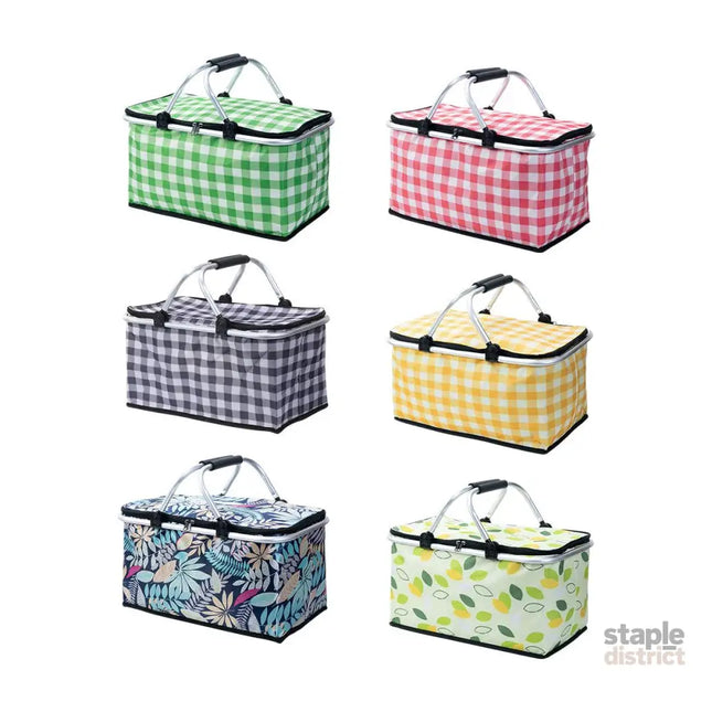 Foldable Picnic Basket Outdoor Camping Carrying Basket Portable Food Storage - Greenery - Outdoor Recreation > Iceboxes