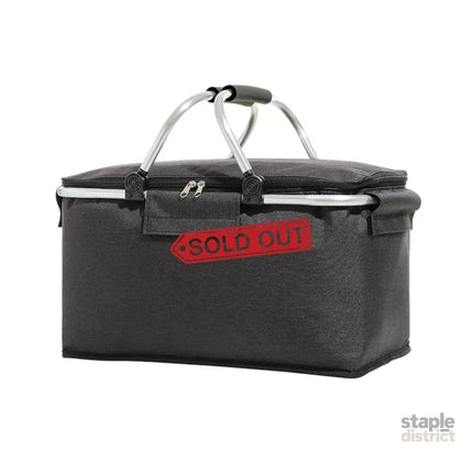 Folding Picnic Basket Insulated Cooler Bag Portable Outdoor Grocery Storage - Black - Outdoor Recreation > Iceboxes &