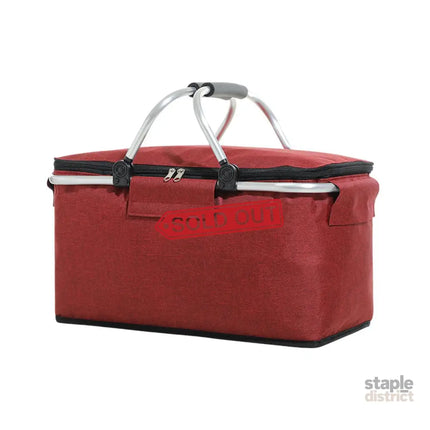 Folding Picnic Basket Insulated Cooler Bag Portable Outdoor Grocery Storage - Navy - Outdoor Recreation > Iceboxes &