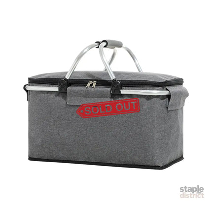 Folding Picnic Basket Insulated Cooler Bag Portable Outdoor Grocery Storage - Navy - Outdoor Recreation > Iceboxes &