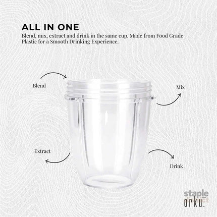 For Nutribullet Small Short Little 18 Oz Cup - For 600W + 900W Model Replacement - Appliances > Kitchen Appliances >
