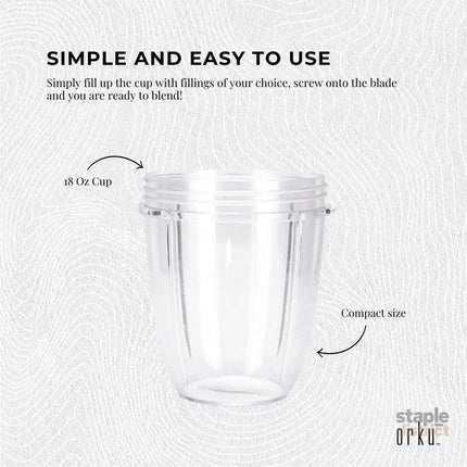 For Nutribullet Small Short Little 18 Oz Cup - For 600W + 900W Model Replacement - Appliances > Kitchen Appliances >