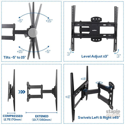 Full Motion TV Wall Mount Bracket 27-55 for Samsung TCL Hisense - Appliances > TV > TVs & Accessories