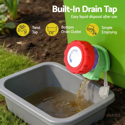 Gardeon 20L Kitchen Compost Bin Food Waste Caddy Drain Tap Green - Home & Garden > Garden Tools > Gardening Accessories