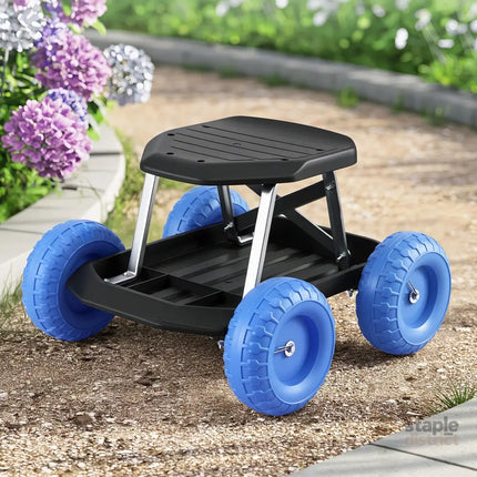 Gardeon Garden Cart Seat with Wheels Rolling Work Stool with Tool Storage Tray 440lbs (200kg) Heavy Duty Capacity