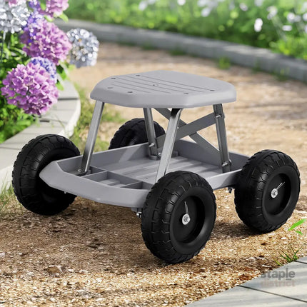 Gardeon Garden Cart Seat with Wheels Rolling Work Stool with Tool Storage Tray 440lbs (200kg) Heavy Duty Capacity
