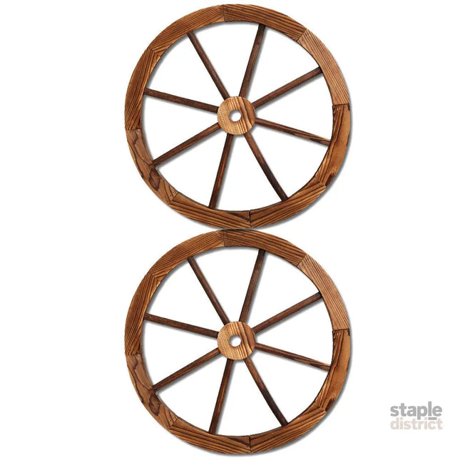 Gardeon Garden Decor Outdoor Ornament 2X Wooden Wagon Wheel - Home & Garden > Decor > Garden Ornaments