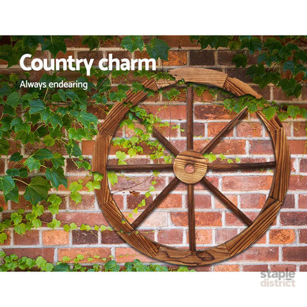 Gardeon Garden Decor Outdoor Ornament 2X Wooden Wagon Wheel - Home & Garden > Decor > Garden Ornaments