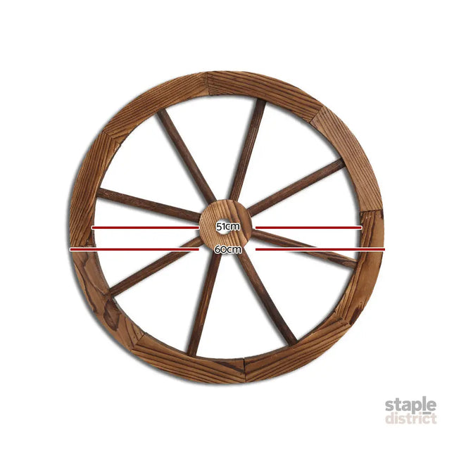 Gardeon Garden Decor Outdoor Ornament 2X Wooden Wagon Wheel - Home & Garden > Decor > Garden Ornaments