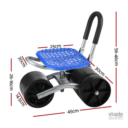 Gardeon Garden Stool Seat Foldable with Wheels Blue - Baby & Kids > Baby & Kid’s Toys > Outdoor Play Equipment