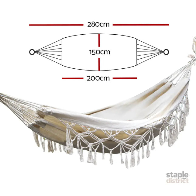 Gardeon Hammock Bed Rope Tassel Outdoor Hammocks Chair Camping - Home & Garden > Hammocks > Hammocks & Accessories