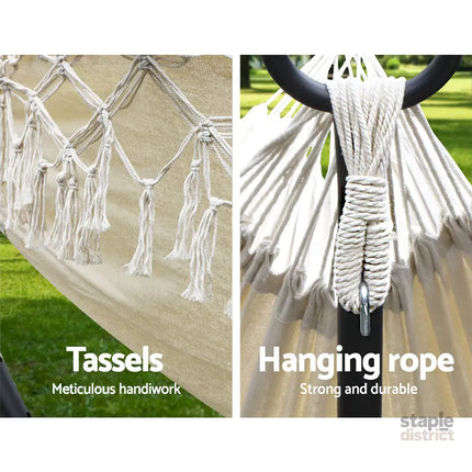Gardeon Hammock Bed Rope Tassel Outdoor Hammocks Chair Camping - Home & Garden > Hammocks > Hammocks & Accessories