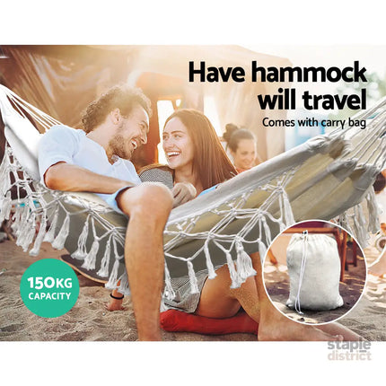 Gardeon Hammock Bed Rope Tassel Outdoor Hammocks Chair Camping - Home & Garden > Hammocks > Hammocks & Accessories