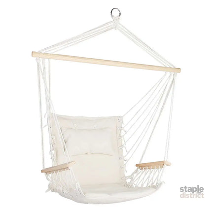 Gardeon Hammock Chair Hanging with Armrest Camping Hammocks Cream - Home & Garden > Hammocks > Hammocks & Accessories