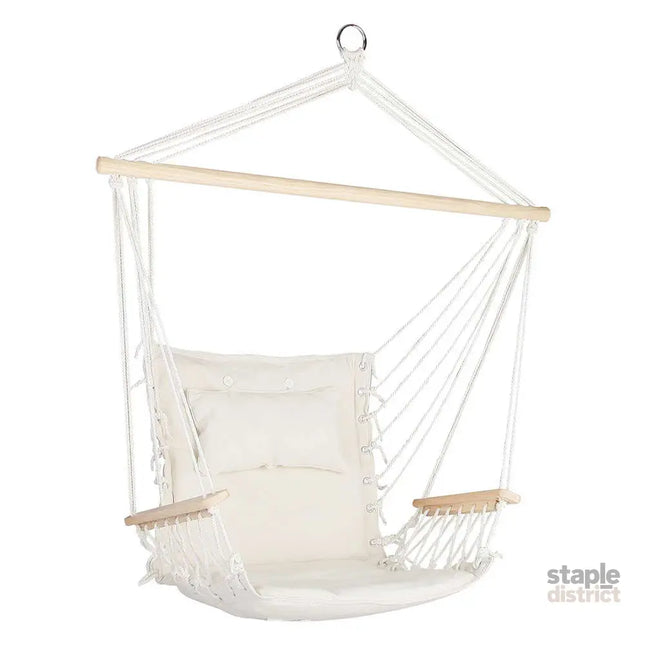Gardeon Hammock Chair Hanging with Armrest Camping Hammocks Cream - Home & Garden > Hammocks > Hammocks & Accessories