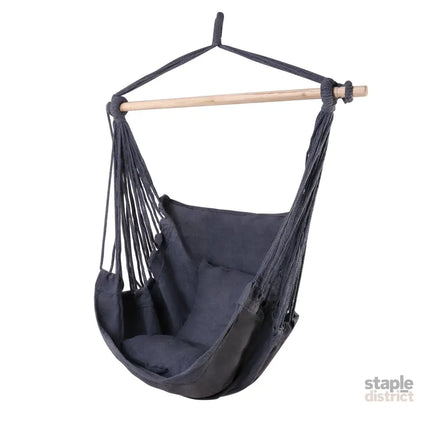 Gardeon Hammock Chair Outdoor Camping Hanging Hammocks Cushion Pillow Grey - Home & Garden > Hammocks > Hammocks &