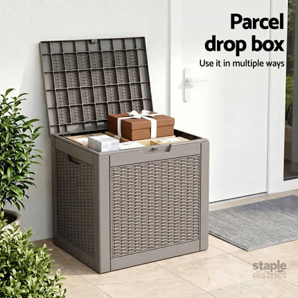Gardeon Outdoor Storage Box 118L Container Lockable Garden Toy Tool Rattan-Texture Brown - Furniture > Outdoor >