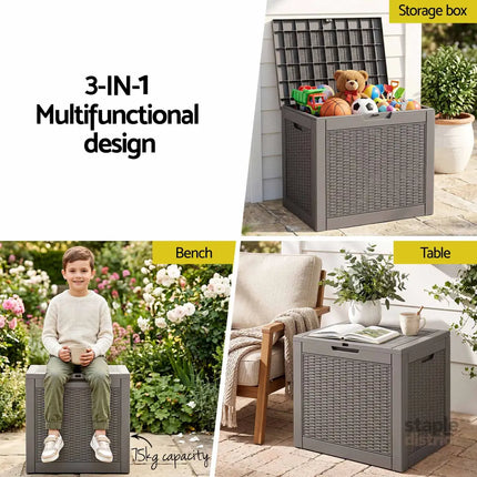 Gardeon Outdoor Storage Box 118L Container Lockable Garden Toy Tool Rattan-Texture Brown - Furniture > Outdoor >