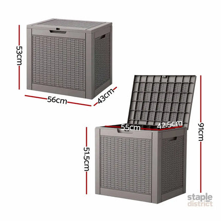 Gardeon Outdoor Storage Box 118L Container Lockable Garden Toy Tool Rattan-Texture Brown - Furniture > Outdoor >