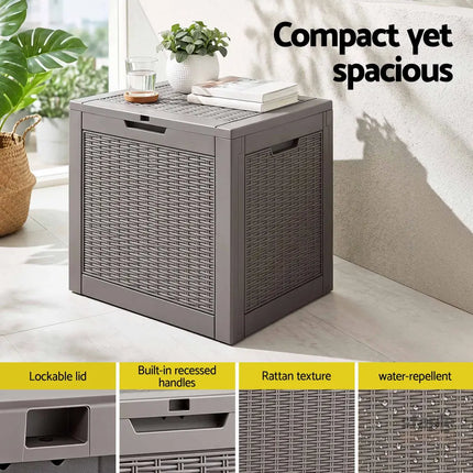 Gardeon Outdoor Storage Box 118L Container Lockable Garden Toy Tool Rattan-Texture Brown - Furniture > Outdoor >