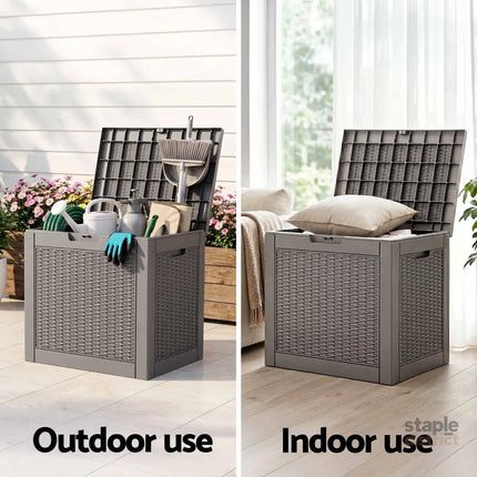 Gardeon Outdoor Storage Box 118L Container Lockable Garden Toy Tool Rattan-Texture Brown - Furniture > Outdoor >