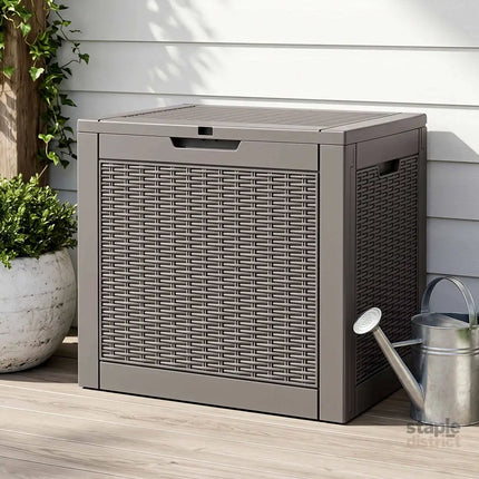 Gardeon Outdoor Storage Box 118L Container Lockable Garden Toy Tool Rattan-Texture Brown - Furniture > Outdoor >