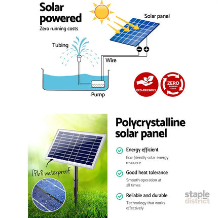 Gardeon Solar Pond Pump Submersible Water Fountain Kit 6.6FT - Home & Garden > Fountains > Fountain & Ponds Accessories