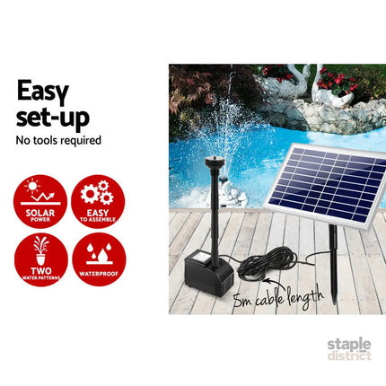 Gardeon Solar Pond Pump Submersible Water Fountain Kit 6.6FT - Home & Garden > Fountains > Fountain & Ponds Accessories