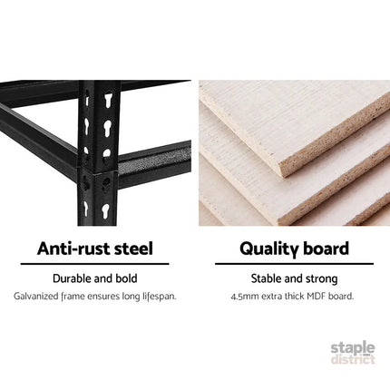 Giantz 1.5M Garage Shelving Warehouse Rack Pallet Racking Storage Shelve Black - Tools > Tools Storage > Wall Storage