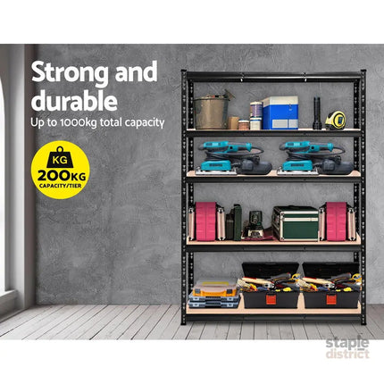 Giantz 1.8M Garage Shelving Warehouse Rack Pallet Racking Storage Shelve Black - Tools > Tools Storage > Wall Storage