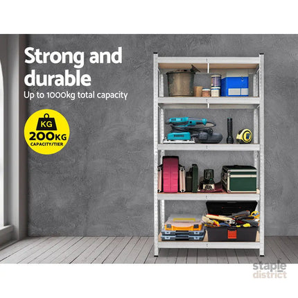 Giantz 1.8M Warehouse Racking Rack Shelving Garage Steel Metal Storage Shelves Silver - Tools > Tools Storage > Wall