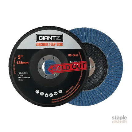 Giantz 100 PCS Zirconia Sanding Flap Disc 5’’ 125mm 80Grit Angle Grinding Wheel - Tools > Other Tools > Sanding
