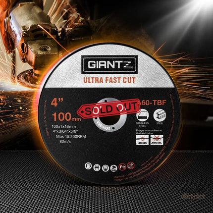 Giantz 100-Piece Cutting Discs 4’’ 100mm,Giantz 100pcs 4’’ Cutting Discs 100mm Angle Grinder Thin Cut Off Wheel for