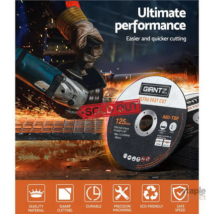 Giantz 100-Piece Cutting Discs 5’’ 125mm Angle Grinder Thin Cut Off Wheel Metal - Tools > Industrial Tools > Saw
