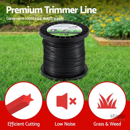Giantz 100M Whipper Snipper Trimmer Line 2.4mm Star Nylon String Cord Black - Home & Garden > Garden Tools > Gardening