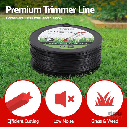 Giantz 100M Whipper Snipper Trimmer Line 3.0mm Star Nylon String Cord Black - Home & Garden > Garden Tools > Gardening