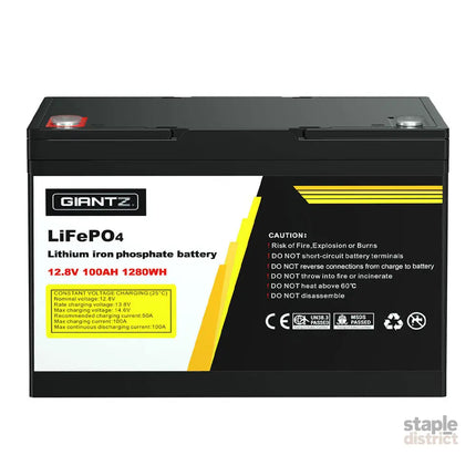 Giantz 12V 100Ah Lithium Battery LiFePO4 Deep Cycle Box Solar Caravan Camping - Outdoor Recreation > Camping >
