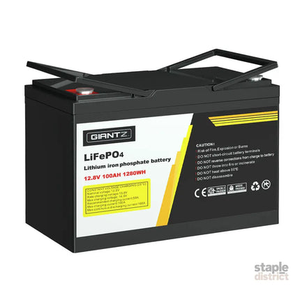 Giantz 12V 100Ah Lithium Battery LiFePO4 Deep Cycle Box Solar Caravan Camping - Outdoor Recreation > Camping >