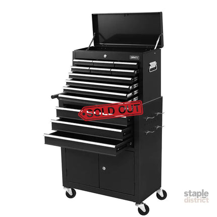 Giantz 13 Drawer Tool Box Cabinet Chest Toolbox Storage Garage Organiser Black - Tools > Tools Storage > Tool Boxes