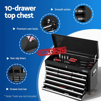 Giantz 13 Drawer Tool Box Cabinet Chest Toolbox Storage Garage Organiser Black - Tools > Tools Storage > Tool Boxes