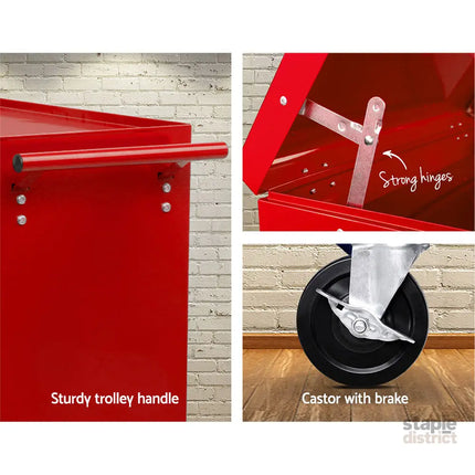 Giantz 14 Drawer Tool Box Cabinet Chest Mechanic Garage Storage Trolley Red - Tools > Tools Storage > Tool Cabinets