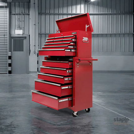 Giantz 14 Drawer Tool Box Cabinet Chest Mechanic Garage Storage Trolley Red - Tools > Tools Storage > Tool Cabinets