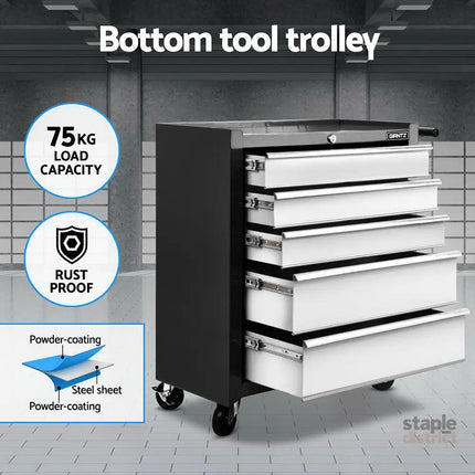 Giantz 15 Drawers Tool Chest Trolley Toolbox 2-in-1 Storage Black& Grey - Tools > Tools Storage > Tool Boxes