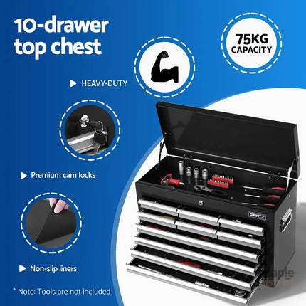 Giantz 15 Drawers Tool Chest Trolley Toolbox 2-in-1 Storage Black& Grey - Tools > Tools Storage > Tool Boxes