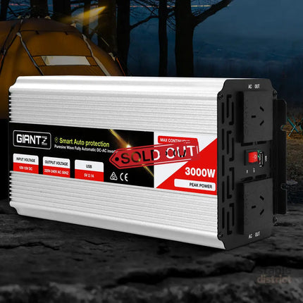 Giantz 1500W Puresine Wave DC-AC Power Inverter - Outdoor Recreation > Camping > Batteries & Generators