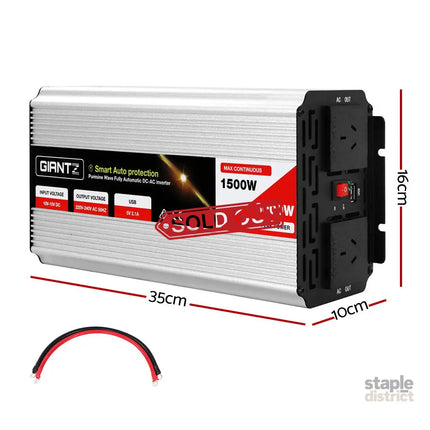 Giantz 1500W Puresine Wave DC-AC Power Inverter - Outdoor Recreation > Camping > Batteries & Generators