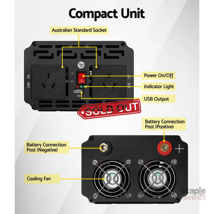 Giantz 1500W Puresine Wave DC-AC Power Inverter - Outdoor Recreation > Camping > Batteries & Generators