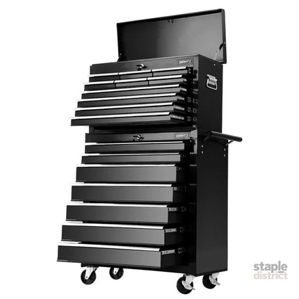 Giantz 17 Drawer Tool Box Cabinet Chest Trolley Toolbox Garage Storage Box Black - Tools > Tools Storage > Tool Cabinets