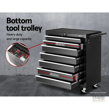 Giantz 17 Drawer Tool Box Cabinet Chest Trolley Toolbox Garage Storage Box Black - Tools > Tools Storage > Tool Cabinets