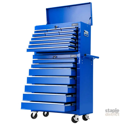 Giantz 17 Drawer Tool Box Cabinet Chest Trolley Toolbox Garage Storage Box Blue - Tools > Tools Storage > Tool Cabinets